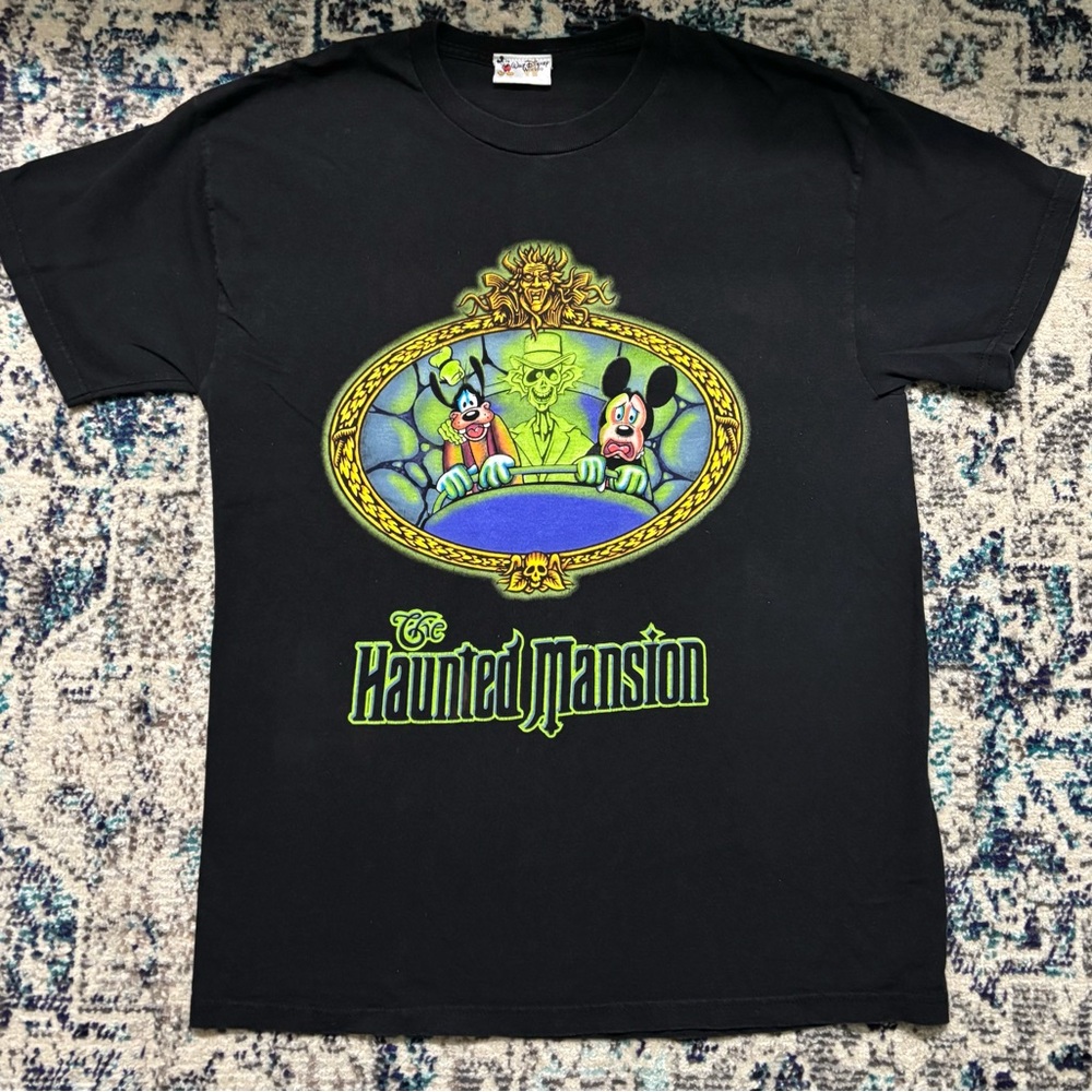 🪦 VTG Disney World Haunted Mansion Glow in the dark T Shirt w/ Mickey and Goofy